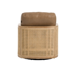 Picture of Divani Casa Danson - Modern Tan Leather + Wicker Swivel Accent Chair