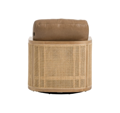 Picture of Divani Casa Danson - Modern Tan Leather + Wicker Swivel Accent Chair