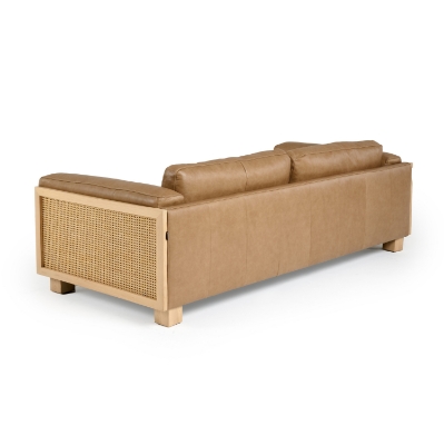 Picture of Divani Casa Danson - Modern Tan Leather + Wicker Sofa