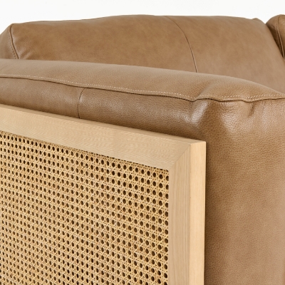 Picture of Divani Casa Danson - Modern Tan Leather + Wicker Sofa