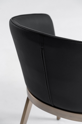 Picture of Modrest Kravitz - Modern Dark Grey Vegan Leather + Antique Brass Dining Chair