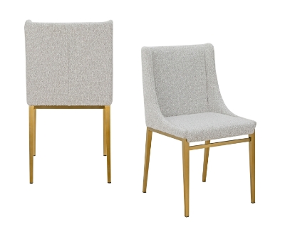 Picture of Modrest Mimi  - Modern Light Grey Fabric + Antique Brass Dining Chair (Set of 2)