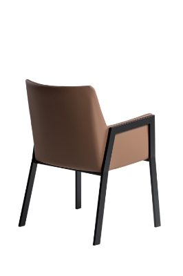 Picture of Modrest Leshay - Modern Dark Camel Vegan Leather + Black Metal Dining Chair