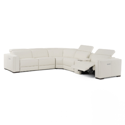 Picture of Modrest Frazier - Modern White Leather Sectional Sofa with 3 Recliners + Console