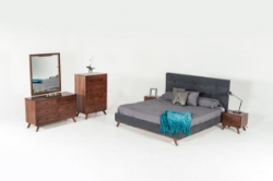 Picture of Eastern King Modrest Addison Mid-Century Modern Grey & Walnut Bedroom Set