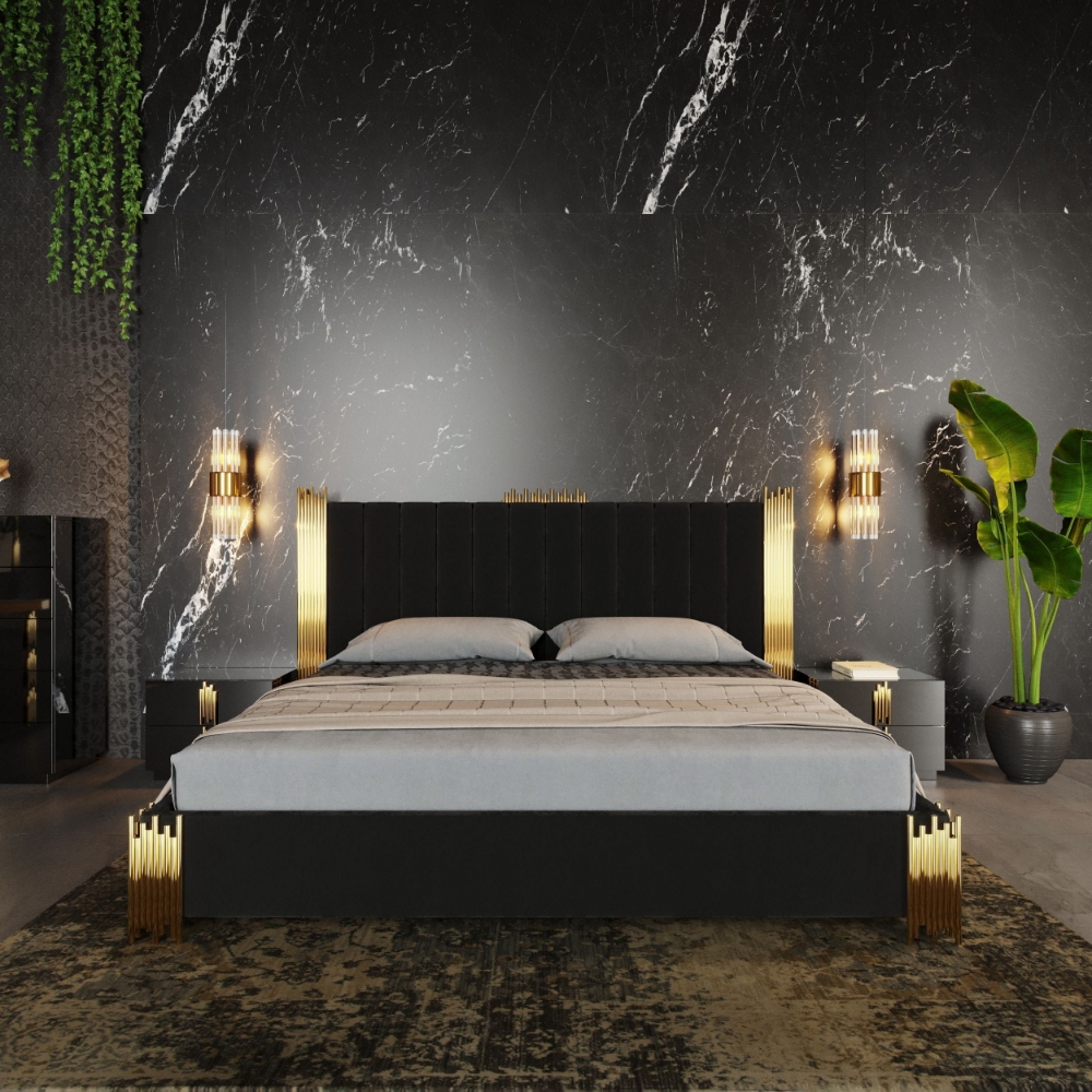 Picture of Eastern King Modrest Token Modern Black & Gold Bedroom Set