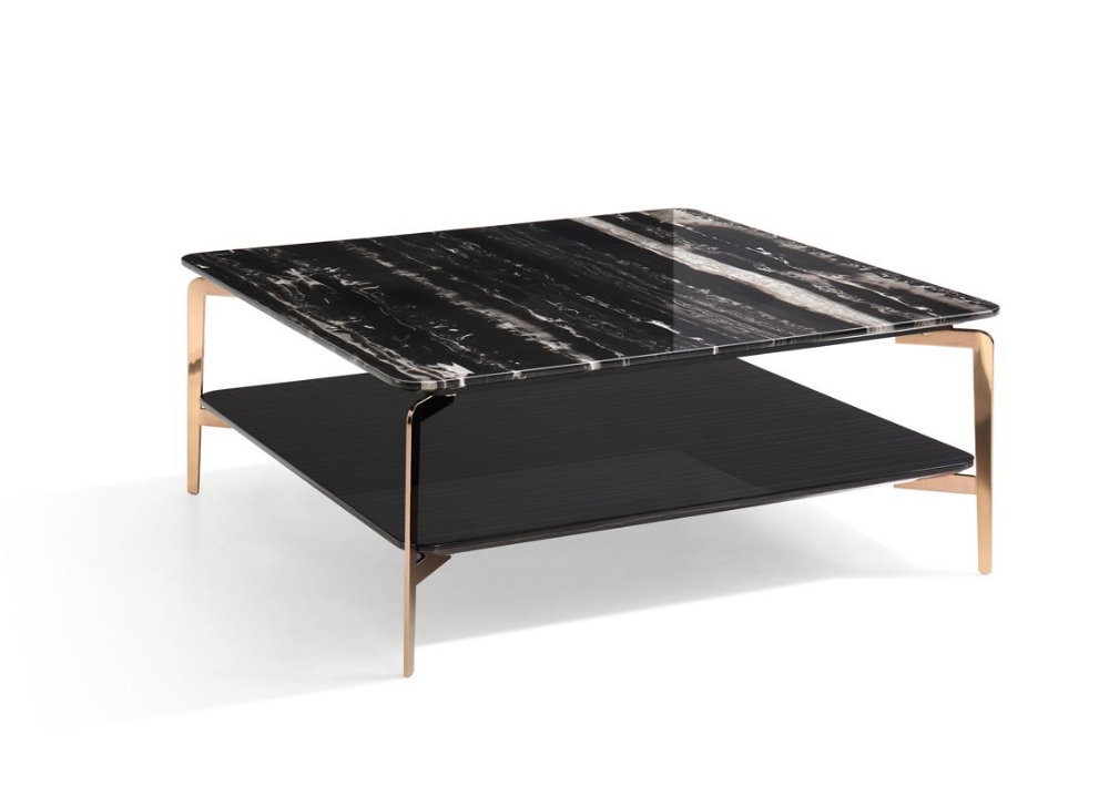 Picture of Modrest Dorian Modern Black Marble & Ebony Square Coffee Table