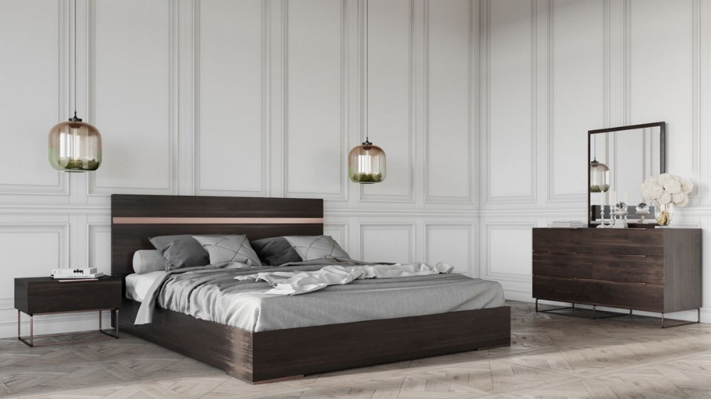 Picture of Eastern King Nova Domus Benzon Italian Modern Dark Rovere Bed