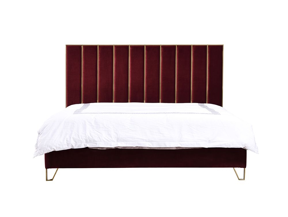 Picture of Eastern King Divani Casa Reyes Modern Red Velvet & Gold Bed