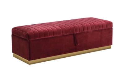 Picture of Divani Casa Reyes Modern Red Velvet Bench w/ Storage