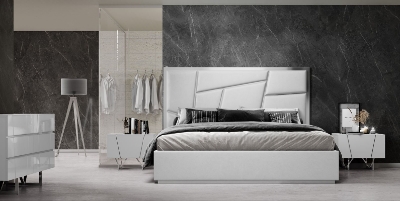 Picture of Eastern King Modrest Chrysler Modern White Bonded Leather Bed