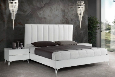 Picture of Nova Domus Angela - Eastern King Italian Modern White Eco Leather Bed w/ Nightstands