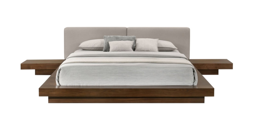 Picture of Modrest Tokyo - Queen Contemporary Walnut and Grey Platform Bed 