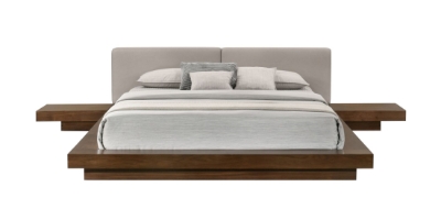 Picture of Modrest Tokyo - Queen Contemporary Walnut and Grey Platform Bed 