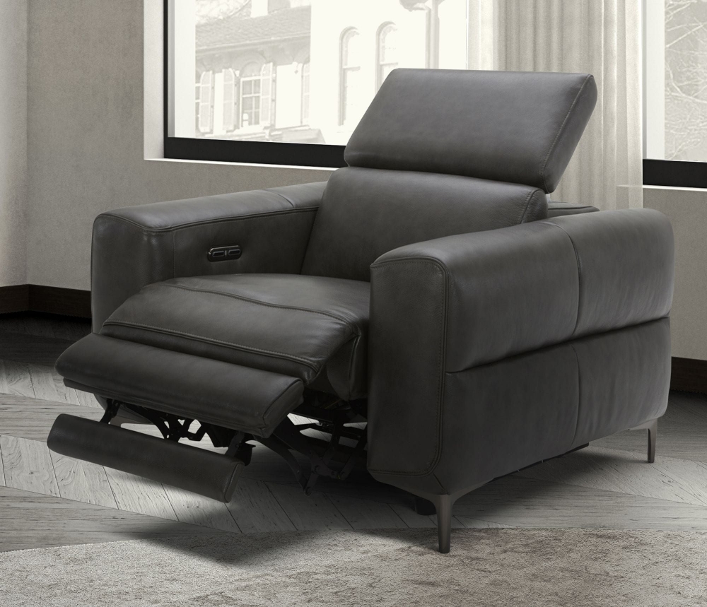 Picture of Divani Casa Meadow Dk Grey Leather Electric Recliner with Electric Headrest