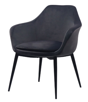 Picture of Modrest Wilson - Modern Grey Velvet & Black Dining Chair