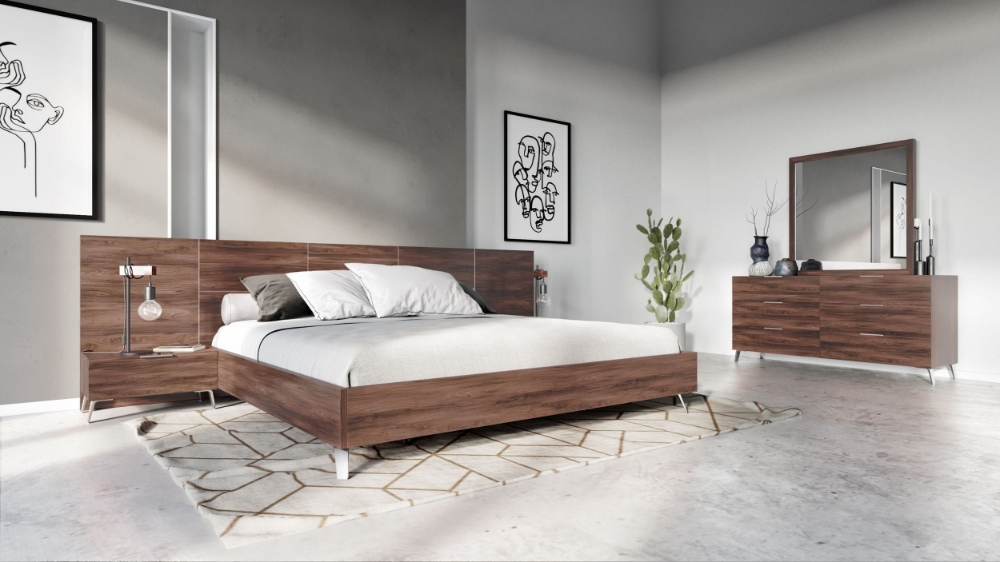 Picture of Eastern King Nova Domus Brooklyn - Italian Modern Walnut Bed Set