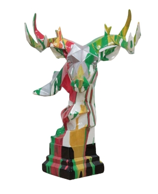 Picture of Modrest Deer Head Multicolor Geometric Sculpture