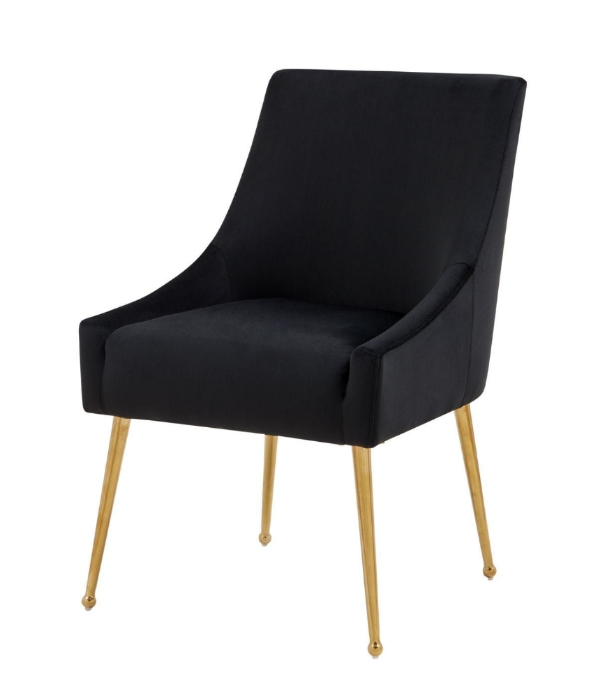 Picture of Modrest Castana - Modern Black Velvet & Gold Dining Chair (Set of 2)