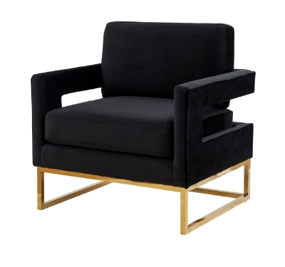 Picture of Modrest Edna - Modern Black Velvet & Gold Accent Chair