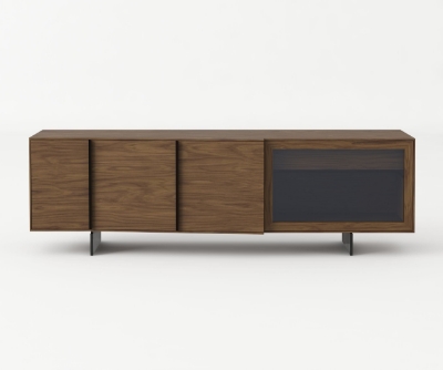 Picture of Modrest Glencoe - Modern Walnut & Grey Glass Buffet