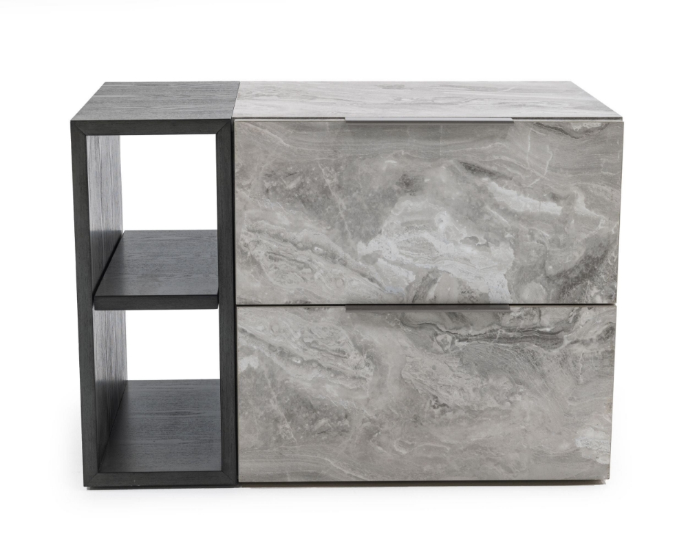 Picture of Nova Domus Maranello - Modern Grey Wash & Faux Marble Nightstand