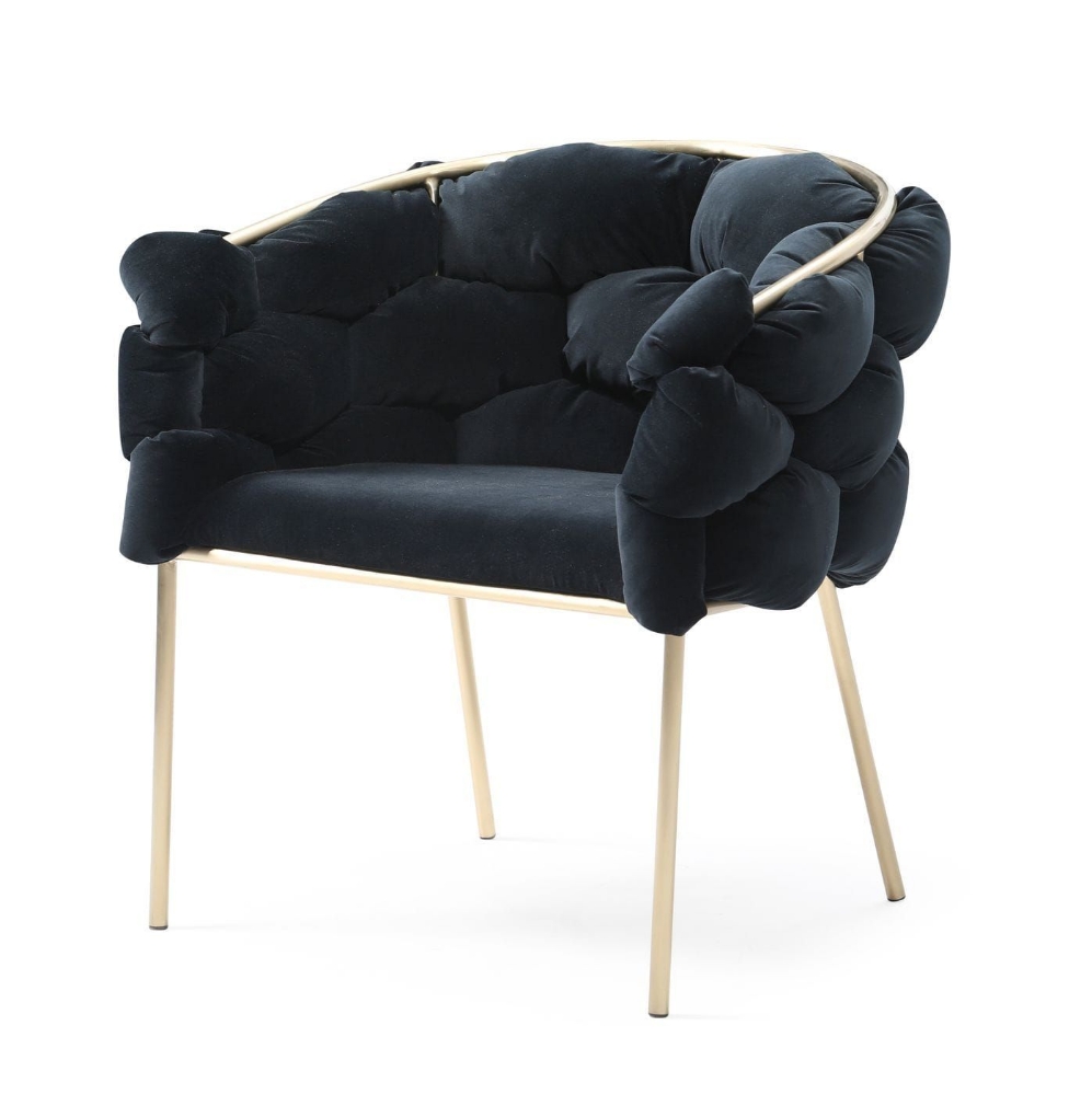 Picture of Modrest Debra - Modern Black Velvet Champagne Gold Dining Chair