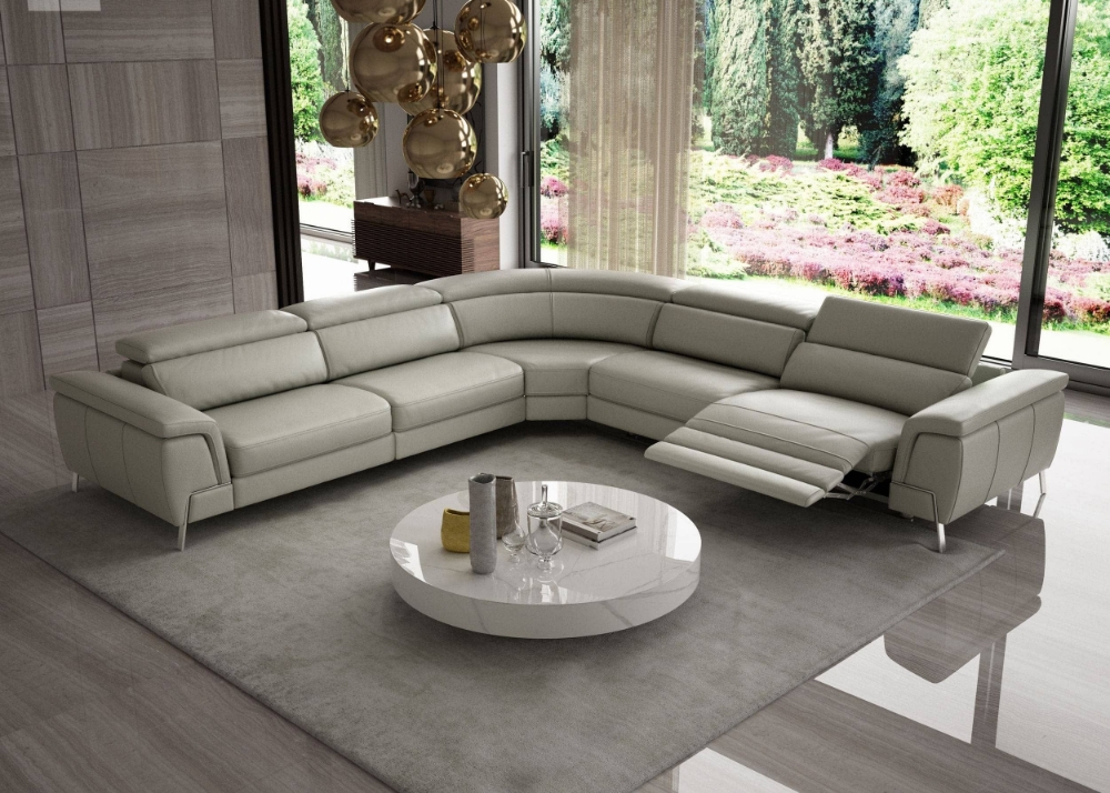 Picture of Lamod Italia Wonder - Italian Modern Grey Leather Sectional Sofa with Recliners