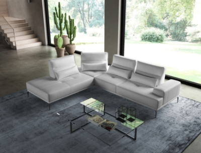 Picture of Lamod Italia Sunset - Contemporary Italian White Leather Left Facing Sectional Sofa