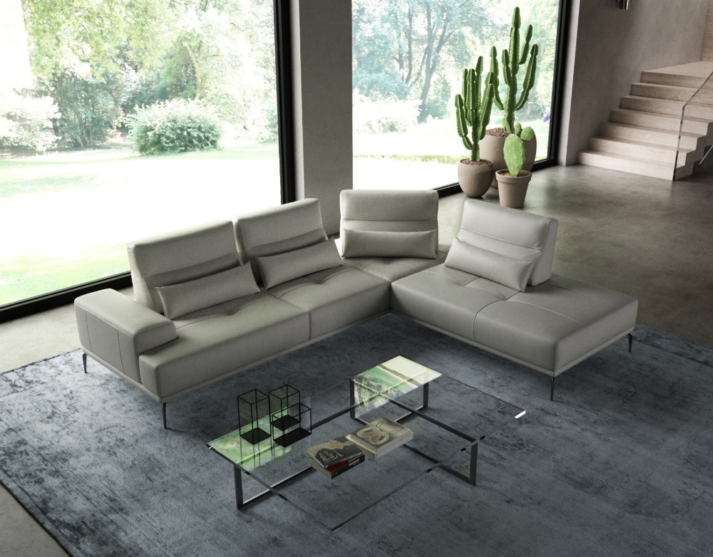 Picture of Lamod Italia Sunset - Contemporary Italian Grey Leather Right Facing Sectional Sofa