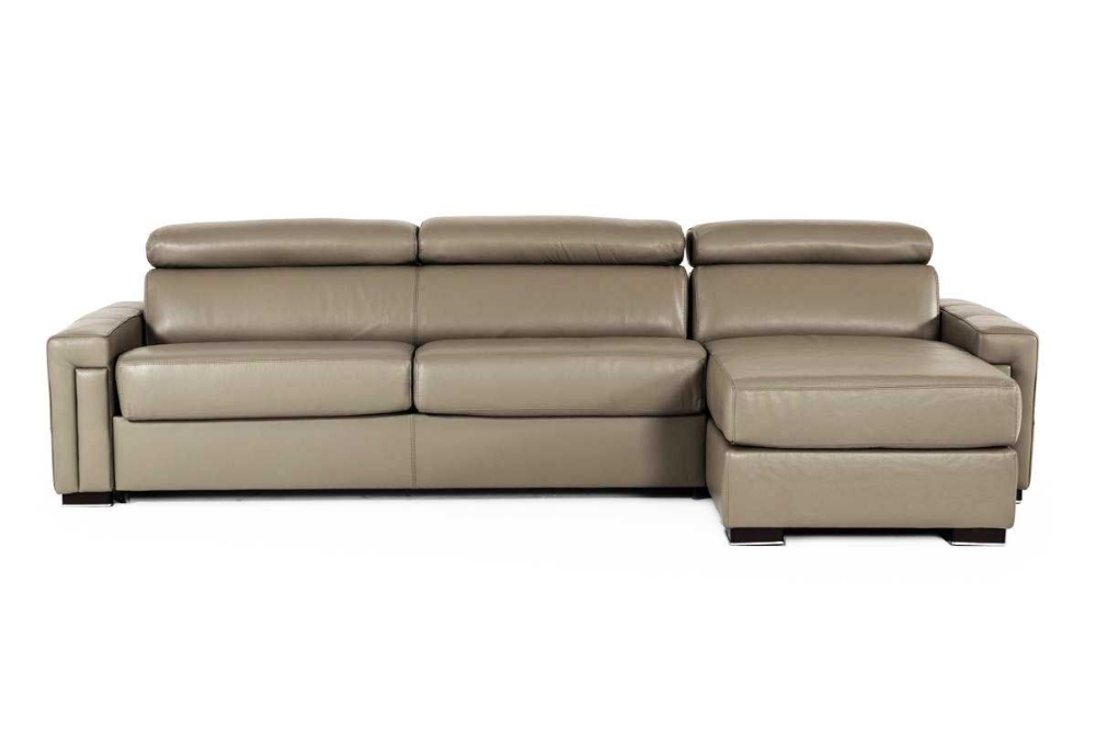 Picture of Lamod Italia Sacha - Modern Stone Grey Leather Reversible Sectional Sofa Bed with Storage