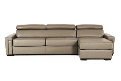 Picture of Lamod Italia Sacha - Modern Stone Grey Leather Reversible Sectional Sofa Bed with Storage