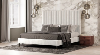 Picture of Modrest Hemlock - Contemporary White Fabric Q Bed