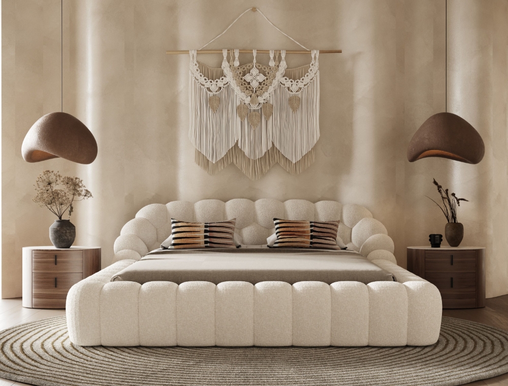 Picture of Divani Casa Yolonda - Modern Off-White Fabric Bed-eastern