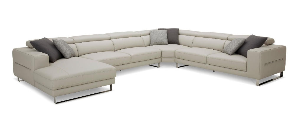 Picture of Divani Casa Hawkey - Contemporary Light Grey Leather LAF Chaise Sectional Sofa