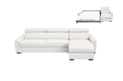 Picture of Lamod Italia Sacha - Modern White Leather Reversible Sectional Sofa Bed with Storage