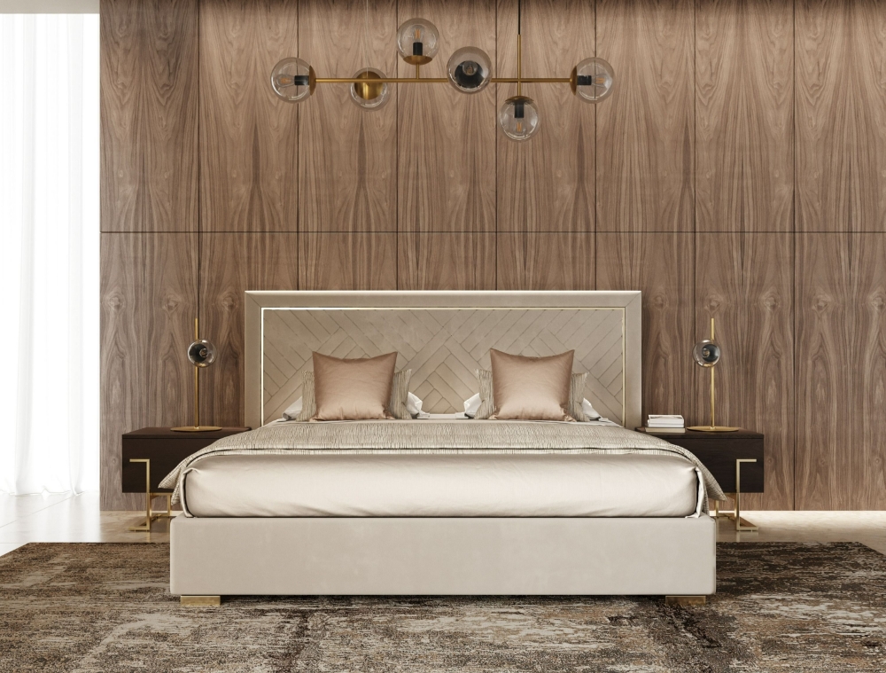 Picture of Modrest Corrico - Off White Velvet Modern EK Bed