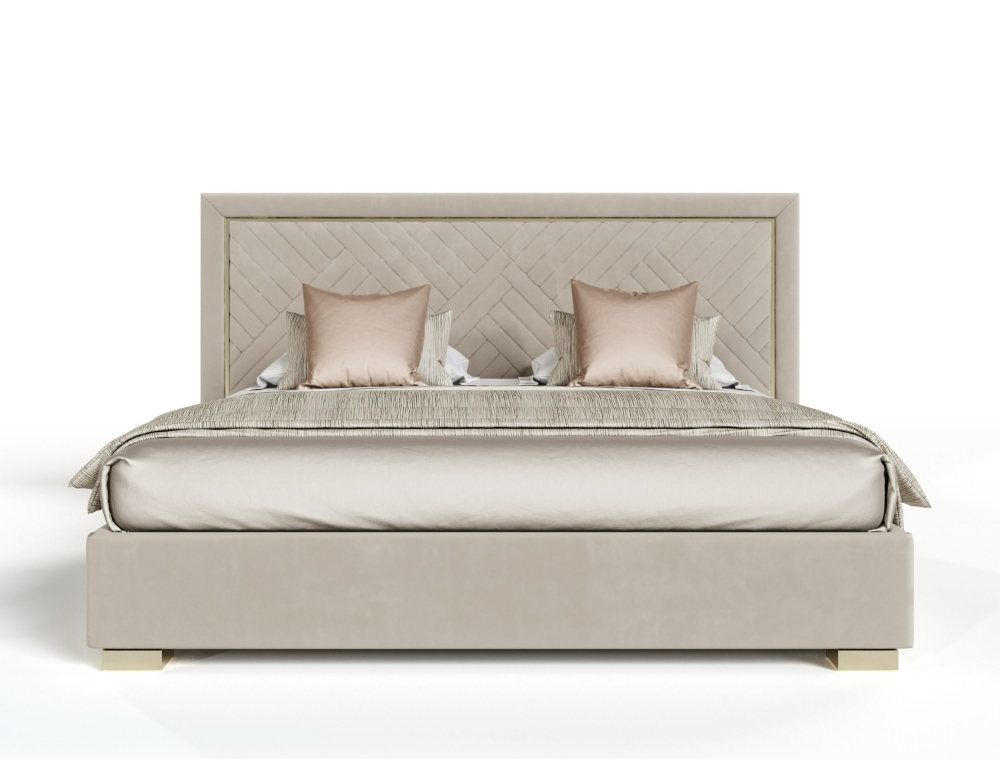 Picture of Modrest Corrico - Off White Velvet Modern Q Bed