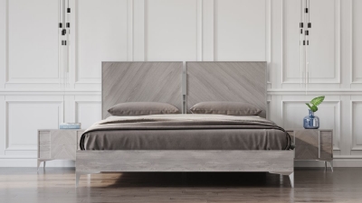 Picture of Eastern King Nova Domus Alexa Italian Modern Grey Bed + 2 Nightstands Set