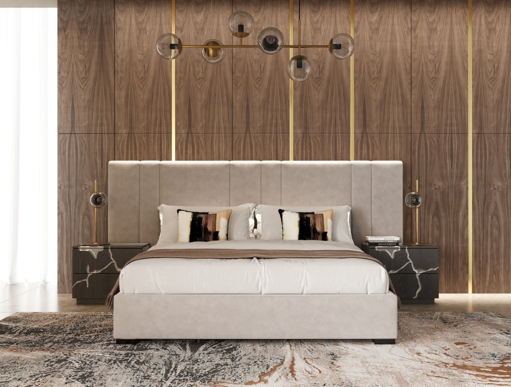 Picture of Eastern King Modrest Penelope - Modern Grey Velvet Bed