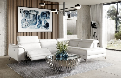 Picture of Lamod Italia Monte Carlo - Italian Modern White Leather Right Facing Sectional Sofa