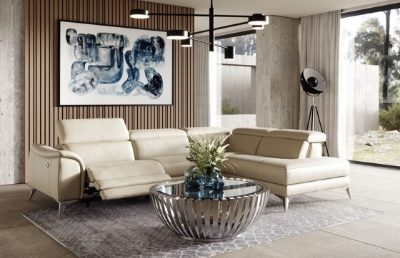 Picture of Lamod Italia Monte Carlo - Italian Modern Cappuccino Leather Right Facing Sectional Sofa